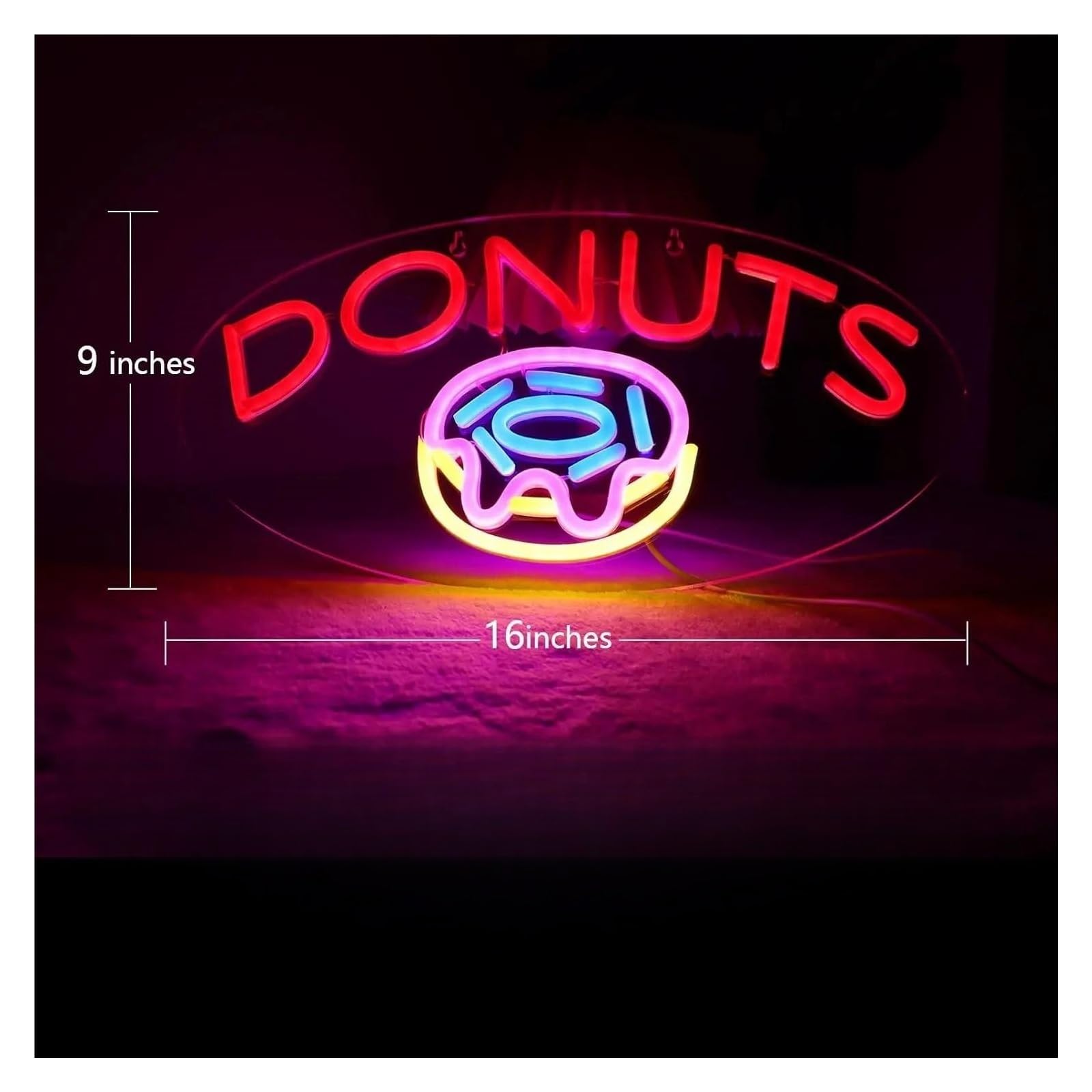 Donut comercial para letreros de neón con brillo ajustable y alimentación por para USB