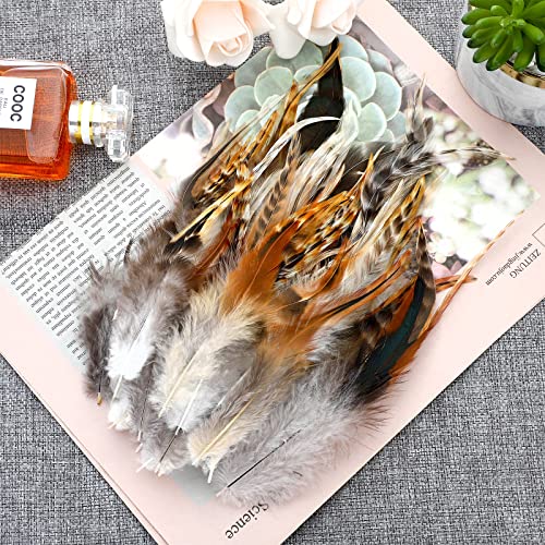 Haimay 150 Pieces Natural Feathers For Craft Wedding Home Party Decorations, 5-8 Inches Saddle Hackle Rooster Feathers Craft Feathers #TOP3