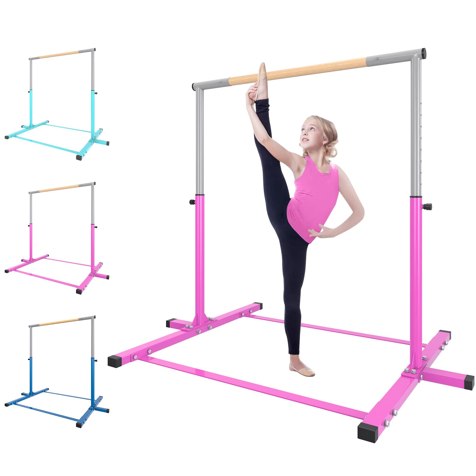 Polar Aurora Gymnastics Bar w/11 Heights Adjustable, Gymnastic Training Kip Bar for Kids Horizontal Bar for Gymnast, Gymnastic Training Equipment for Home