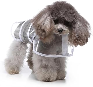 WOONEKY Jaqueta De Chuva Terno De Chuva Capa De Chuva Para Cachorro De Estimação Reflexivo Capa De Chuva Para Cachorro De Estimação Macacão Branco Com Capuz