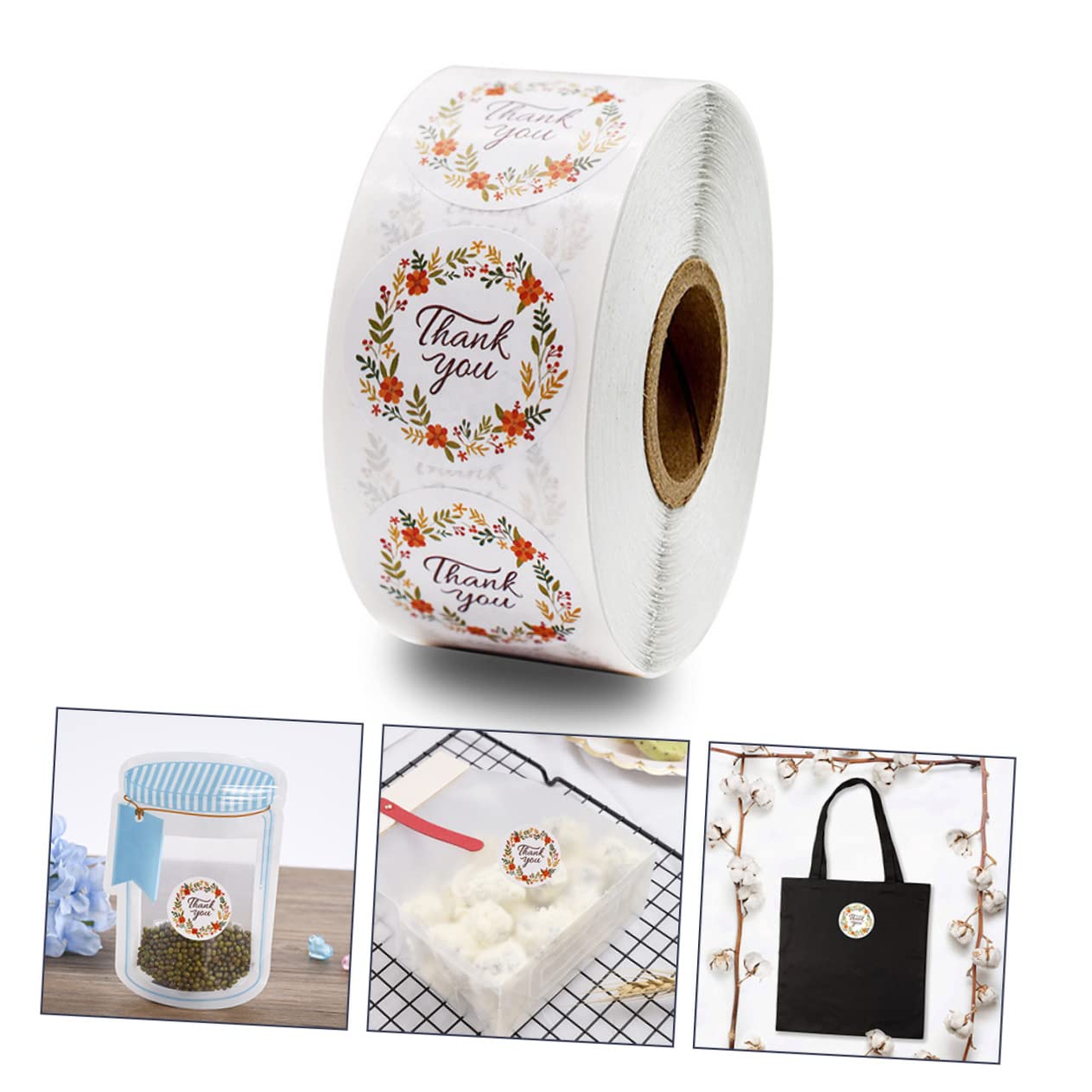 NUOBESTY 6rotoli Adesivi Decorativi Ringraziamento Di Etichette Autoadesive Per Regali Buste e Sacchetti Per Compleanni e Occasioni Speciali Facile Da Usare e Rimuovere