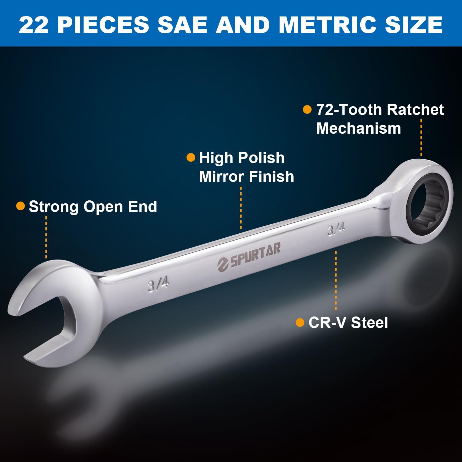 Mophorn Set Di Chiavi Combinate Da 16 Pezzi, Set Di Chiavi A Cricchetto - Foto 8