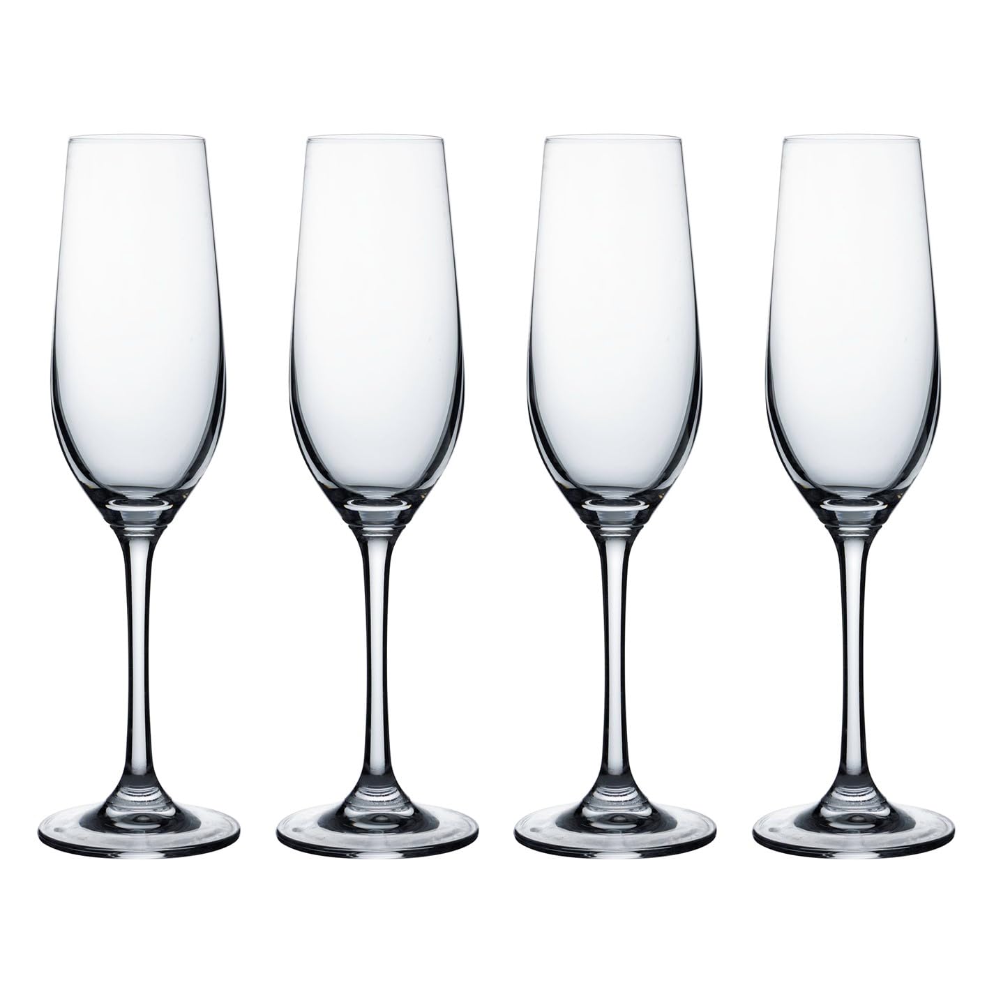 Ravenhead Kings Set of 4 Champagne Flutes 200ml | Elegant 20cl Flute Glass Set for Celebrations, Dining & Entertaining, Durable & Dishwasher Safe