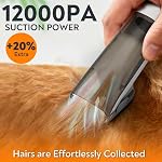 Pet Aspirateur pour chiens & Chats, 12kPa Une forte aspiration, ≤50dB Du calme, 2L Coupe à poussière, 5-in-1 Kit de grooming avec pinces en céramique, 6 Peignes Guide, Aspirateur pour Shedding & Racines à longue bouche