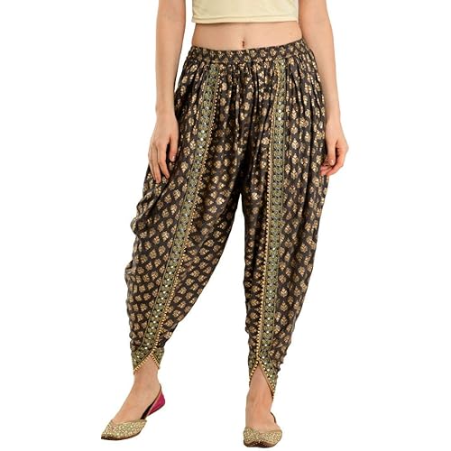 PSQURMART Woman’s Rayon Solid Printed Dhoti Free Size & Color