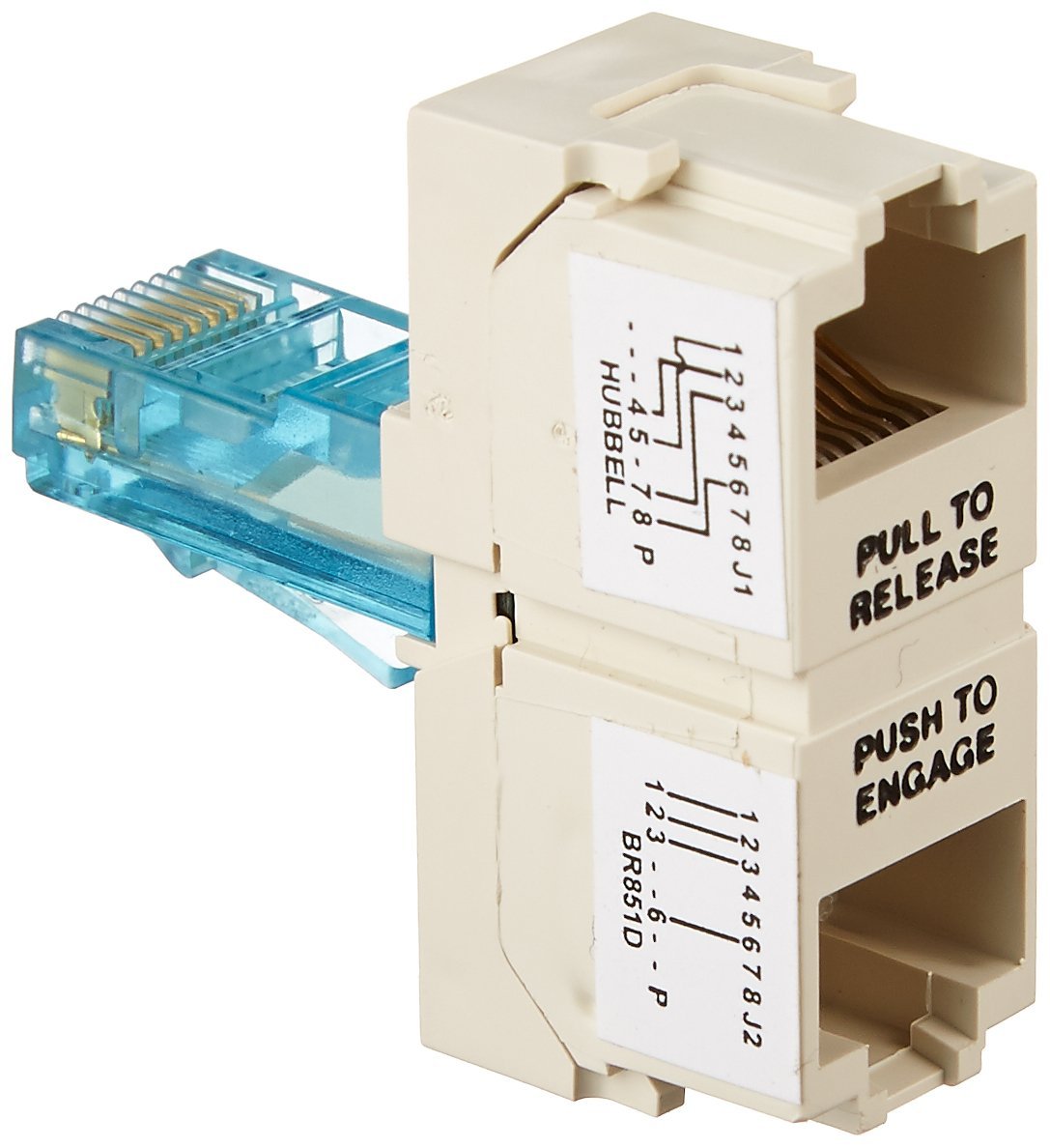Hubbell BR851D Adapter, Split 568B Jack to 2 10BT Jack