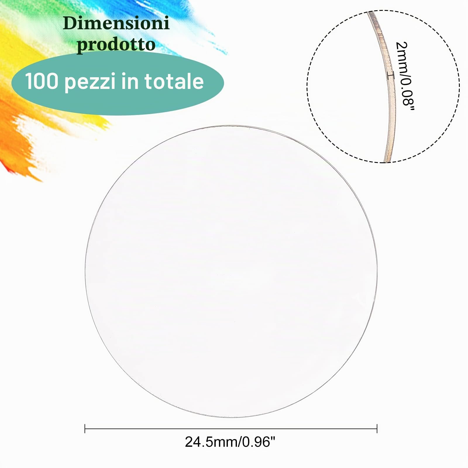 FINGERINSPIRE 100 Lastre Acriliche Rotonde Trasparenti 25 mm Mini Piatte in Acrilico Basi in Miniatura Piastre in Acrilico per Miniature Wargame Fai da Te Visualizzazione di Natale