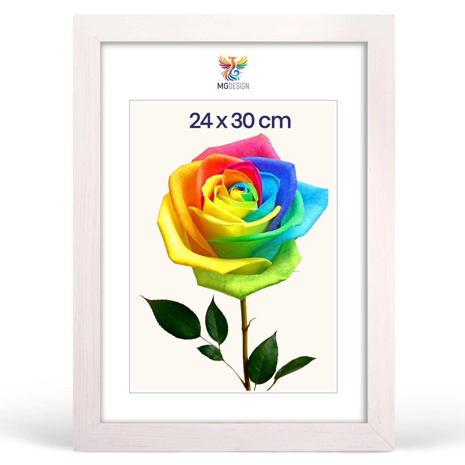 MG Design Set de 3 marcos para fotos 24 x 30 cm: marcos para fotos con marco de madera auténtica en color Blanco y cristal acrílico irrompible, verticales y horizontales