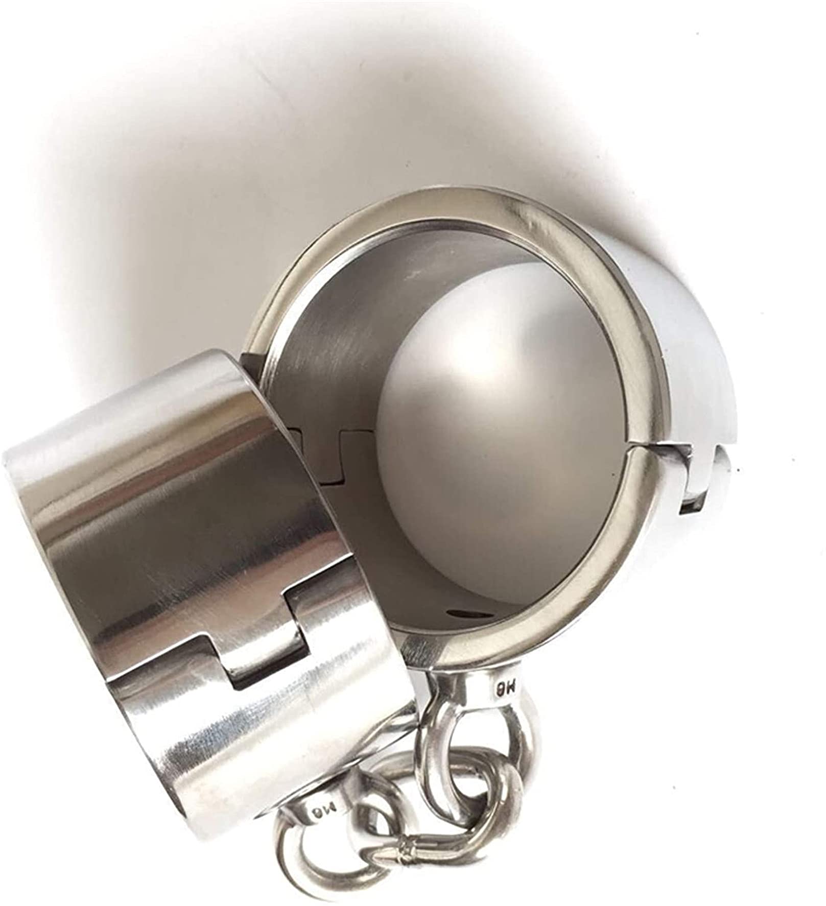 1 Paar Ca. 900G Schwer Edelstahl Handschellen/Handfesseln, 4cm Hohe Abschließbar Handgelenk Handcuffs Slave Fetisch Fesseln Flirtspiel BDSM Sex Spielzeug für Paare,Male Oval