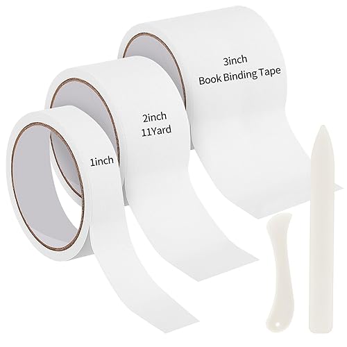 Kit de 5 cintas de encuadernación de libros de 1 pulgada, cinta de reparación de encuadernación de libros, cinta blanca de 2 pulgadas, cinta de
