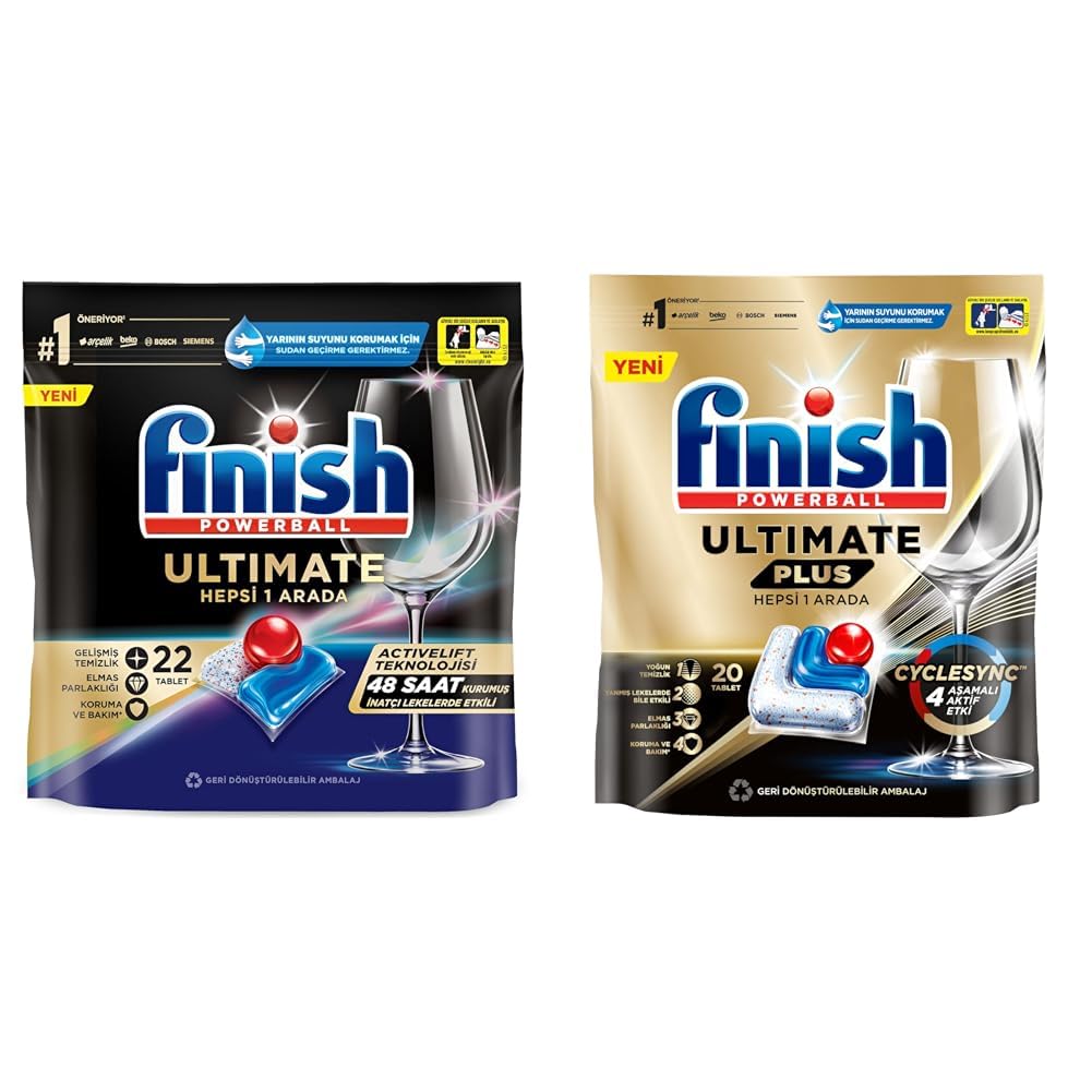 Finish Ultimate 22 Kapsül + Finish Ultimate Plus 20 Kapsül Bulaşık Makinesi Tableti
