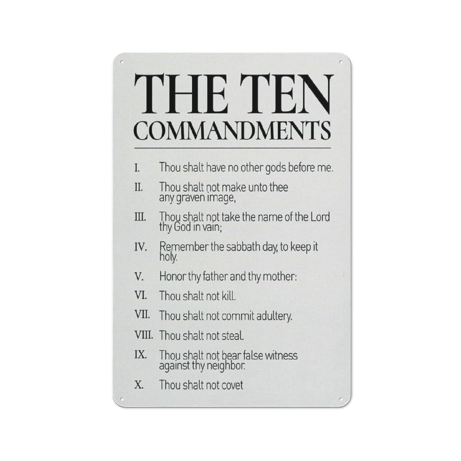 Jaesxxco Tin Sign3 Metal Poster Vintage Tin Signs Christian Aluminum Sign 10 Commandments Print Positive Scripture Painting Home Bedroom Wall Decor Gift 12X16 Inch