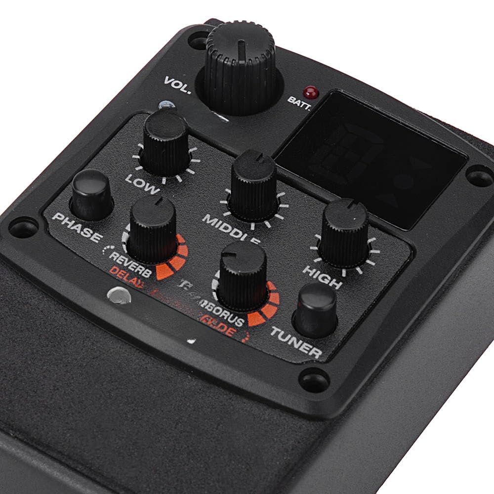 Preamplificador para Guitarra acústica Tone GT-6 con captador piezo Ecualizador de 3 Bandas afinador LCD Efectos reverberación retraso Coro Ancho