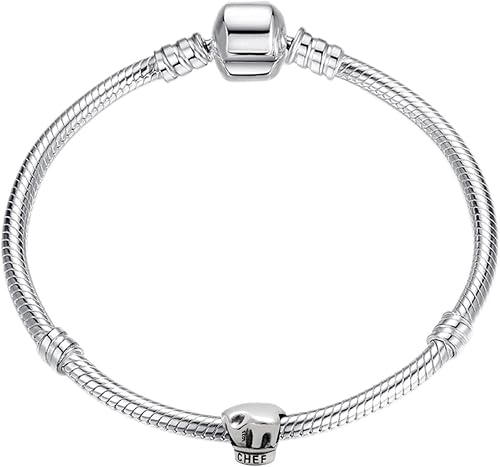 Miniatura 5 de Abalorio de chef de plata de ley con diseño de texto en inglés "I Love Cooking", para aniversario, cumpleaños, pulsera Pandora