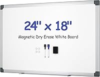 scribanx 24x18 Magnetic Dry Erase Whiteboard Wall Kit - Markers, Magnets, Eraser, Tray, Mounting Hardware for Office, Home, School