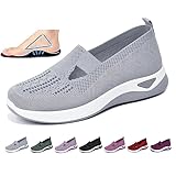 Women's Woven Breathable Soft Sole Shoes,Upgrade Orthopedic Shoe Go Walking Slip on Diabetic Foam Walking Shoe Hands Free Slip in Sneakers Arch Support，Daily Commuting Shoes Grey 38