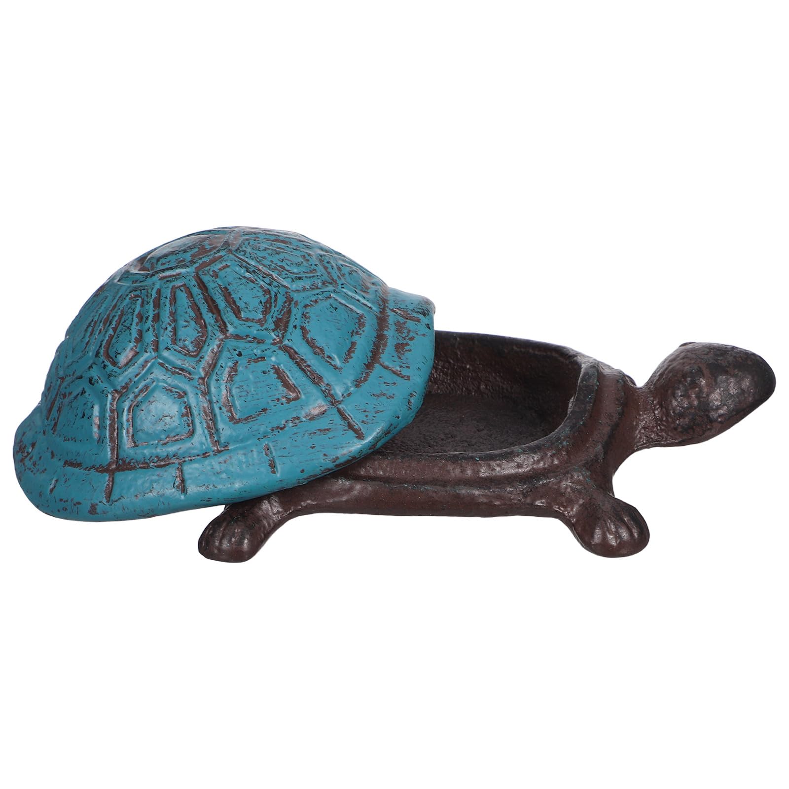 Boîte de rangement tortue en fonte antique pour clés et bijoux de jardin