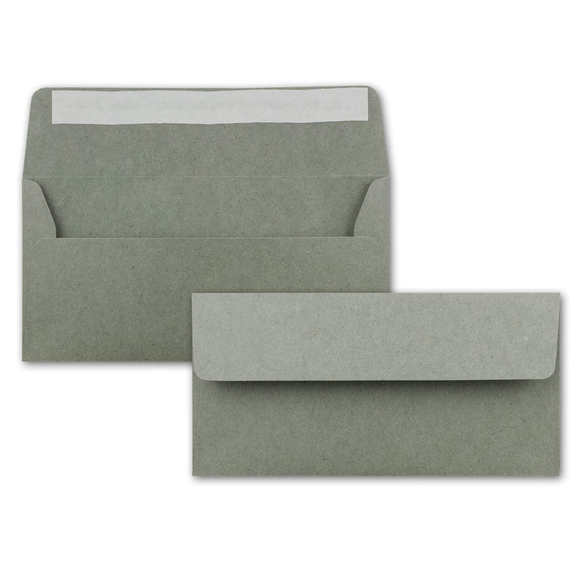 Juego de 200 papel de carta DIN A4 con sobres DIN largos, cierre adhesivo sensible a la presión, papel de estraza, gris, papel para escribir reciclado con sobres FarbenFroh by GUSTAV NEUSER