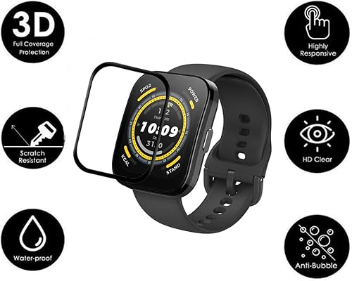 Miniatura 4 de Paquete de 2 Protector de pantalla para reloj inteligente Amazfit Bip 5, cobertura completa, marco curvado 3D, compatible con funda, antiarañazos,