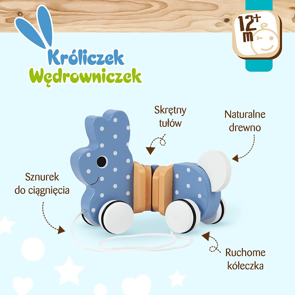Trefl Króliczek Wędrowniczek Zabawka Drewniana dla Dzieci od 12 miesiąca życia