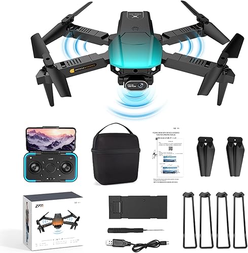 QIUSGE Drone con cámara 1080P HD FPV RC Quadcopter Helicóptero retención de altitud arranque de una tecla modo sin cabeza control remoto de ajuste