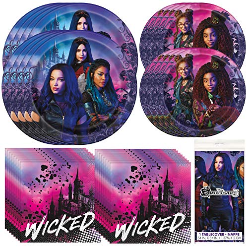 Nappe et assiettes Disney Descendants pour simplifier la déco de fête thématique
