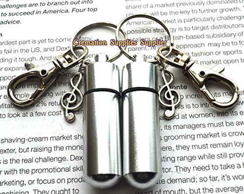 Llavero de urna cilíndrica con nota musical para recuerdo de ceniza, recuerdo de ceniza, nota musical de cremación, llavero con medallón, regalo de duelo