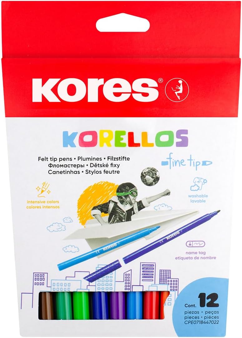 GIOTTO Turbocolor Felt Tip Fibre Pens, Fine Tip Nib 2.8mm, 12