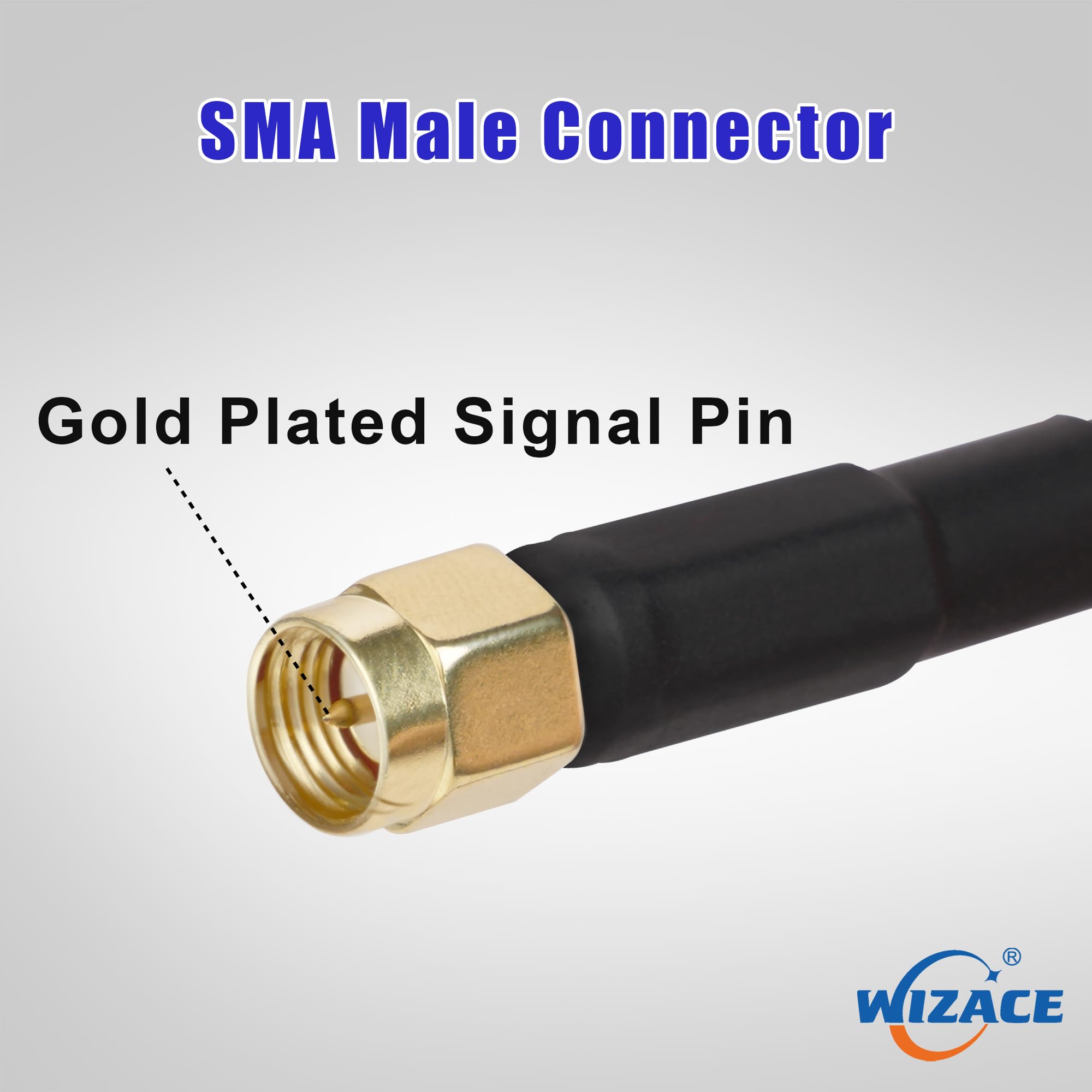 WIZACE S-MR240 - Cavo coassiale da SMA femmina a maschio SMA da 0,3 m, 2 pezzi, in puro rame a bassa perdita, prolunga per antenna 3G, 4G, 5G, 6G, LTE, ADS-B, Ham, GPS, WiFi, RF (50 Ohm non per TV)