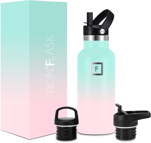 Edelstahl Trinkflasche mit 3 Deckel - Auslaufsicher Thermosflasche - Metall Wass