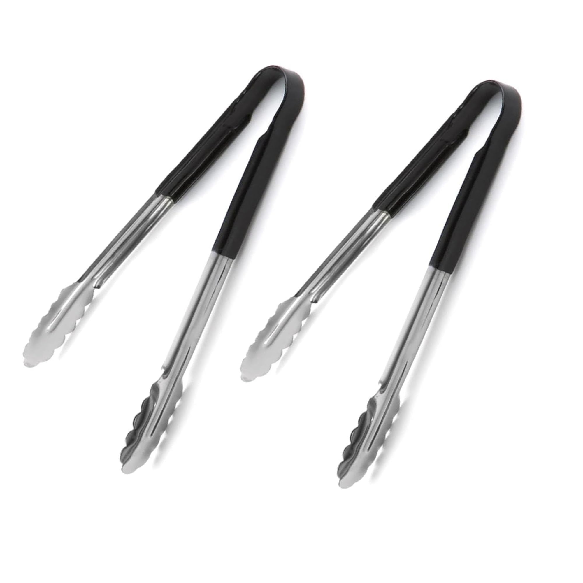 Chabrias Ltd 2-Pack 12" Utility Kitchen Tongs โ Black Colour-Coded Stainless Steel, Non-Slip Vinyl Grip, Dishwasher Safe Cooking & Serving Tongs (12 inch / 30 cm)