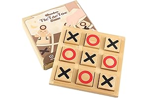 Wooden Tic Tac Toe Game, Classic Portable Compact Mini Travel Size for...