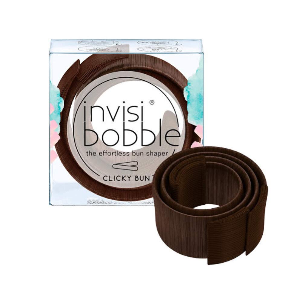 InvisibobbleClicky BUN Pretzel Brown Hair Bun Without Bun Donut  InvisibobbleOriginal Hair Scrunchie Pretzel Brown I 3 x Spiral Hair Bobbles Brown for Girls, Women and Men I Designed in the Heart of Munich
