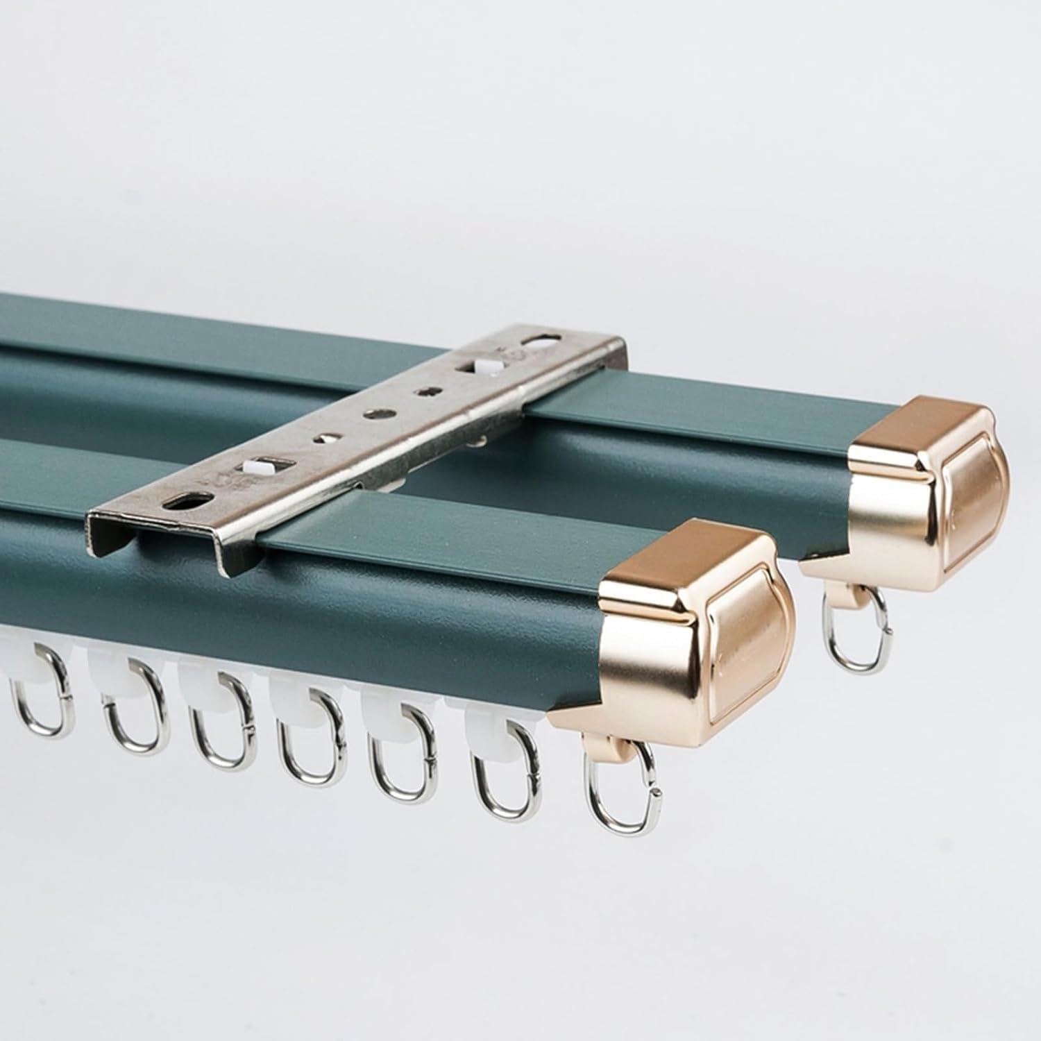 DECAKE Curtain Double Tracks Ceiling Or Wall Mounting, Heavy Duty Aluminum Slider For Bedroom Living Room Window Hotel Dividers(Size:2.4m(2 * 1.2m),Color:Blue-ceiling)