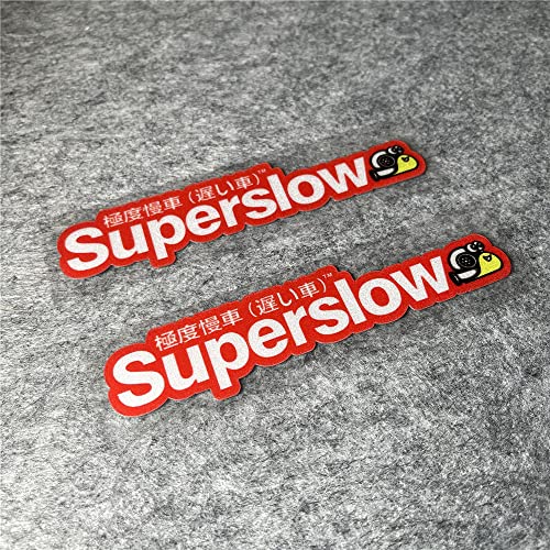 Image of Car Styling Sticker for Japanese Superslow Snail Creative Words Auto Oil Tank Window Body Vinyl Computer Case Motocross Decals (E 20x4.6cm red 2PCS)