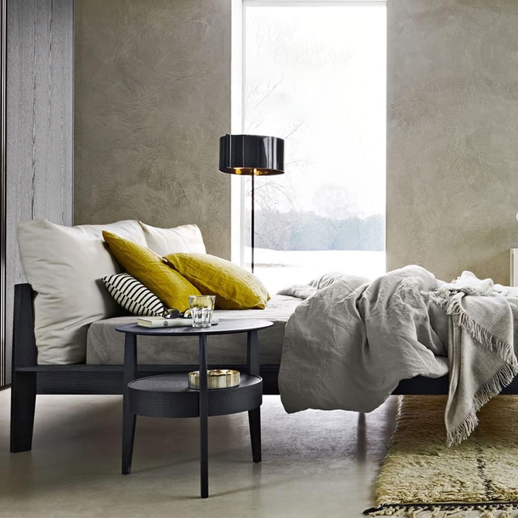 Nightstand Bedside Table Modern Minimalist Round Shelf Living Room Bedroom Bedside Table Storage Cabinet Wooden Small Cabinet Bedside End Table (Color : B) (A)