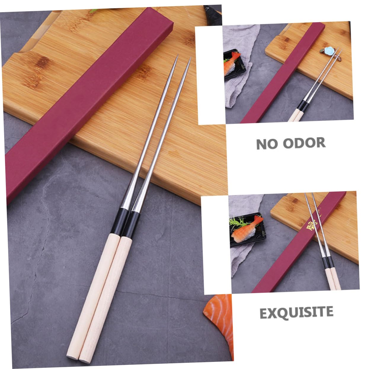 Baguettes Cuisine Japonaises à Pointe Fine en Acier Inoxydable 165 Mm, Légères et Réutilisables, pour Sashimi et Sushi la Maison Restauration,