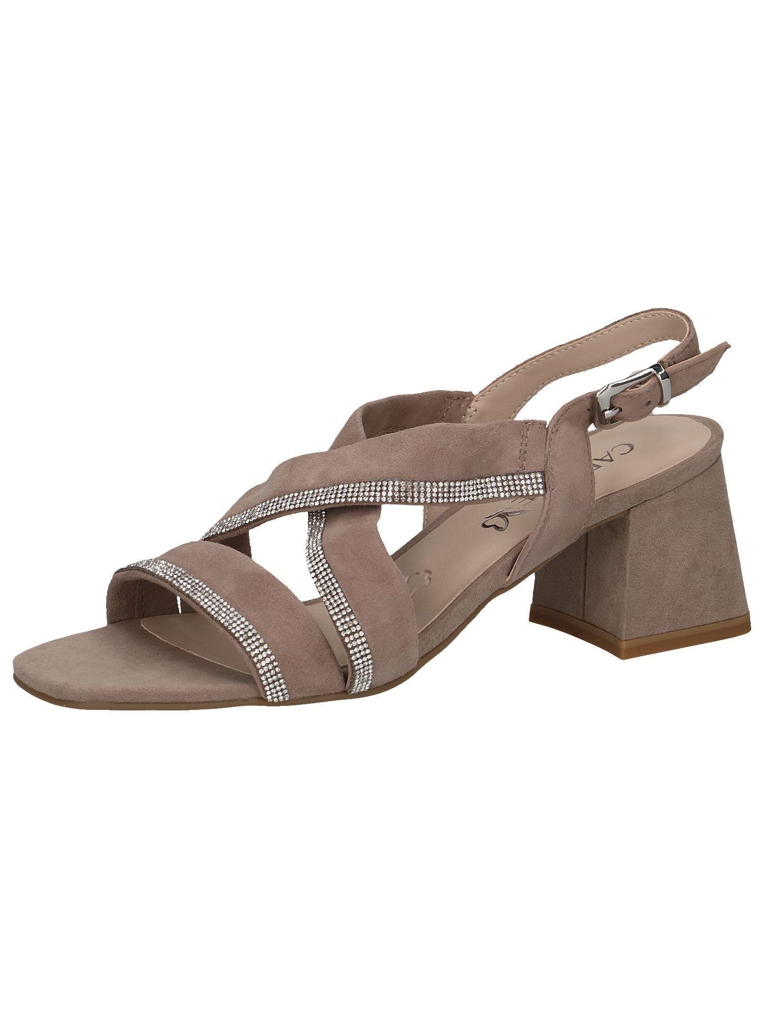 CAPRICE Women's Heeled Sandals with Rhinestones with Straps, Brown (Mud Comb), 5 UK