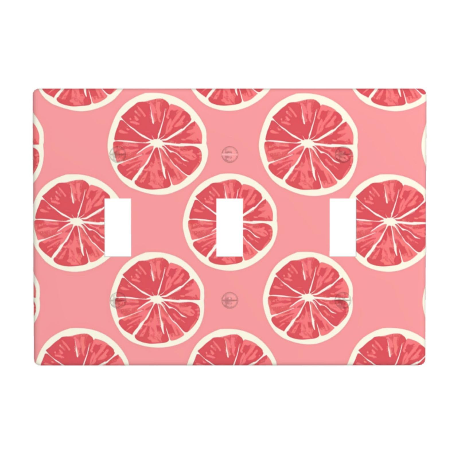 Grapefruit Pink Monochrome Pattern Light Switch Covers 3 Gang Triple Toggle Wall Plate Switchplate Electrical Faceplate for Bathroom Kitchen Bedroom Decor