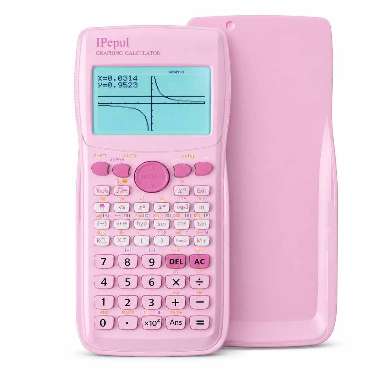 Pink Scientific Calculators with Graphing Functions, IPepul 10 Modes Math Calculator for High School and College Students, Teachers, Office, Algebra, Geometry, Statistics, Pink School Supplies