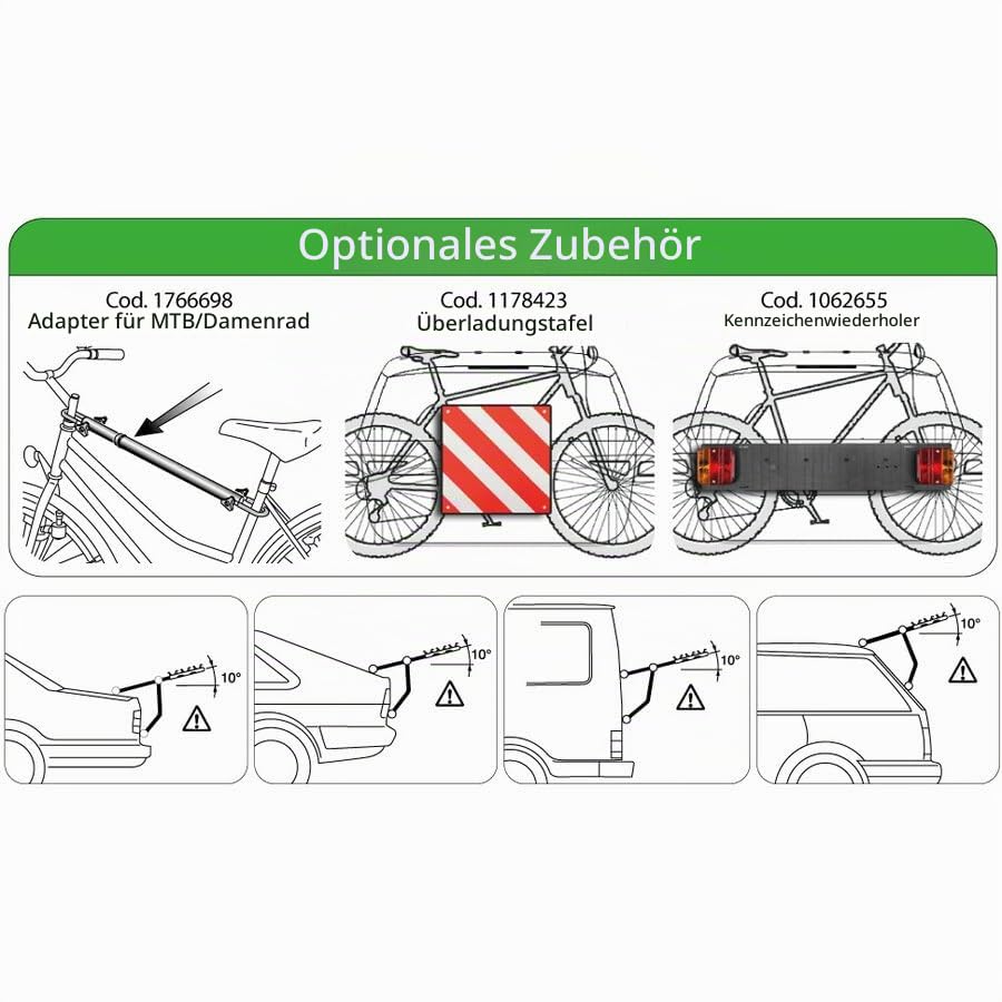BBROS Heck-Fahrradträger | 3 Fahrräder | 45 kg | 6 Verriegelungen | Anti-Entriegelungssystem | Universal | zugelassen