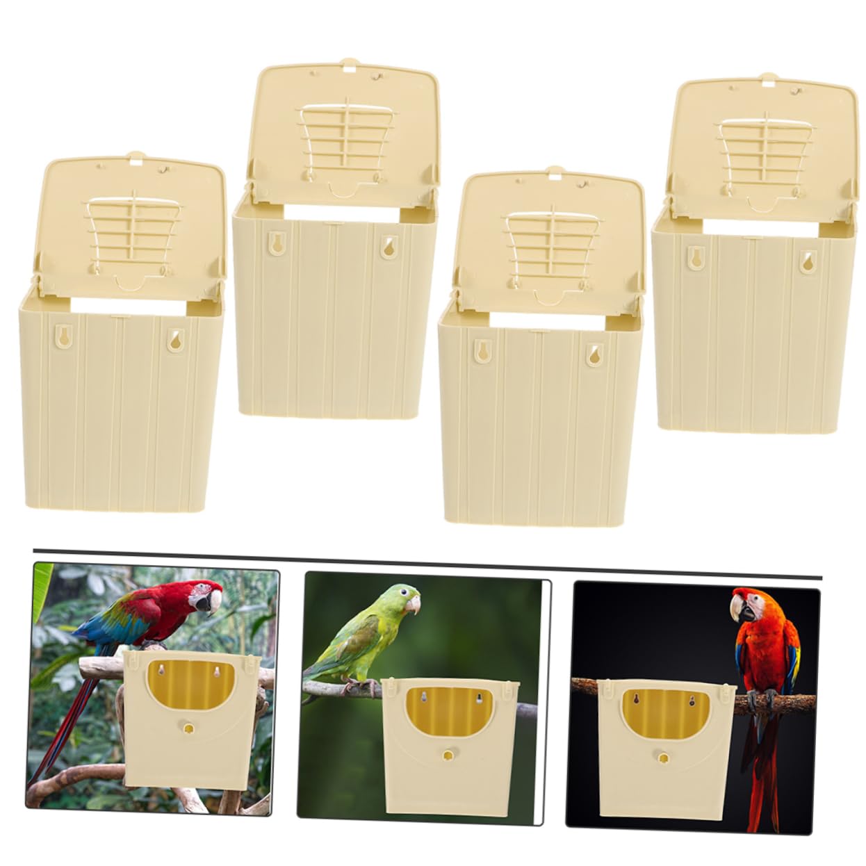 Toyvian Caja Nido para Pájaros de Plástico Resistente y Estable, Adecuado para Periquitos y Aves Pequeñas, Pack de 5 Unidades para Cría y Anidación Exterior