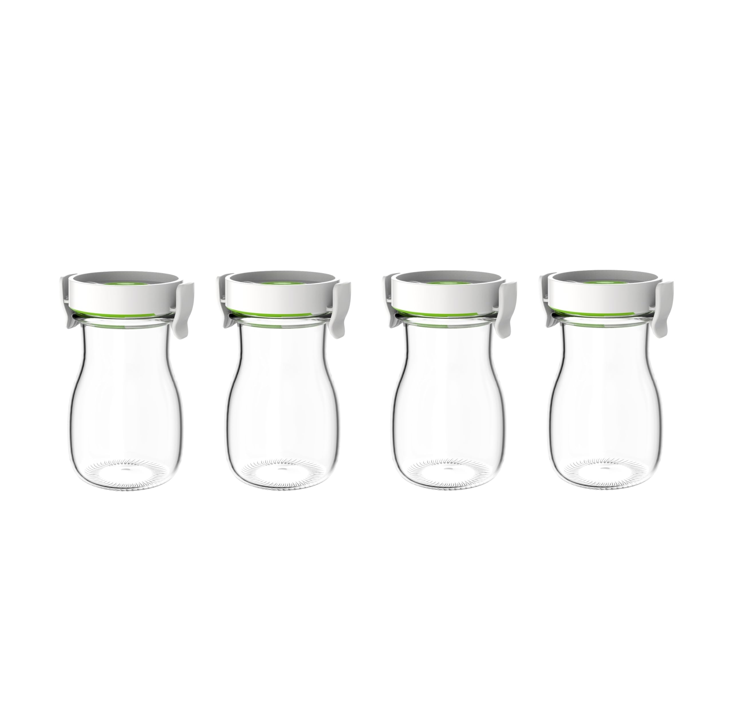 Carafe FOSA avec couvercle sous vide, ensemble de 4 pièces, 4 carafes en verre (370 ml x4), pichet sous vide - pour thé glacé, jus, lait