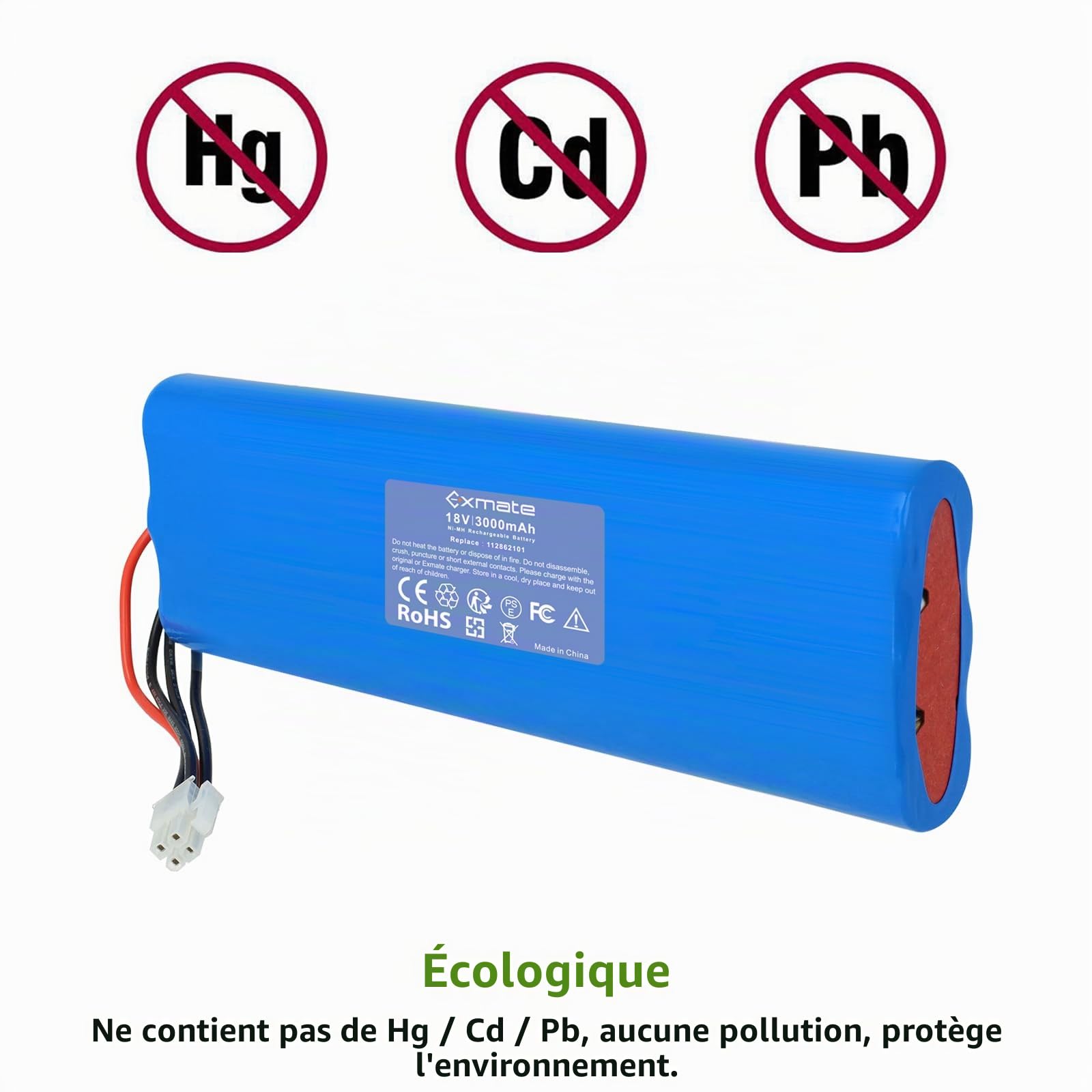 Exmate Batterie NiMH 18 V 3000 mAh compatible avec Husqvarna Automower 210AC, 210C, 220AC, 230ACX, 260ACX, G2 2004-2006, SH, robot tondeuse hybride solaire