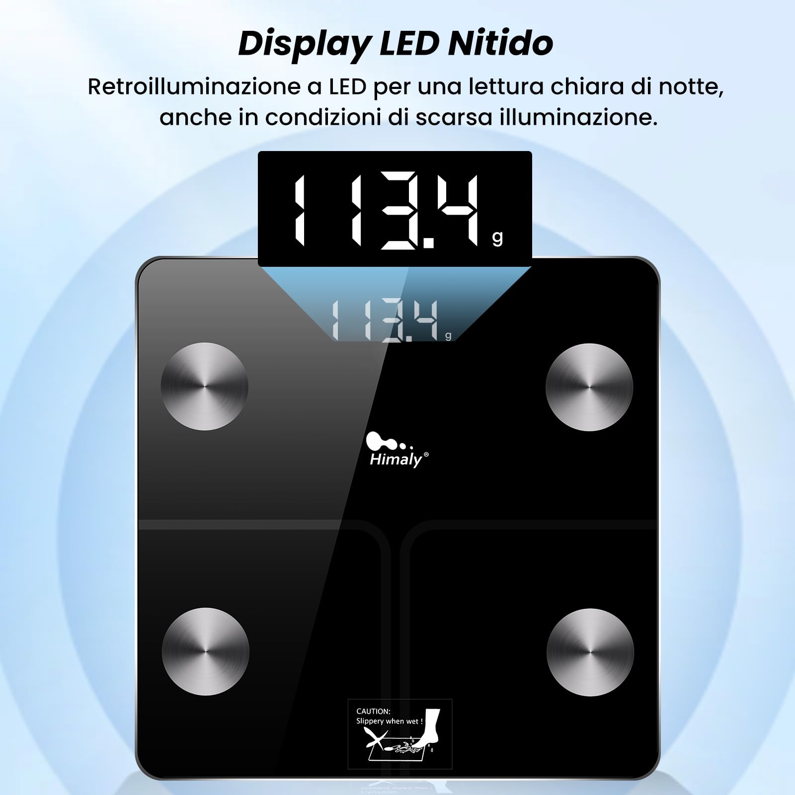 Himaly Bilancia Pesa Persona Digitale Bilancia Pesapersone Impedenziometrica Professionale Elettronica, Compatibile con Bluetooth, Peso di 180 kg per IOS e Android
