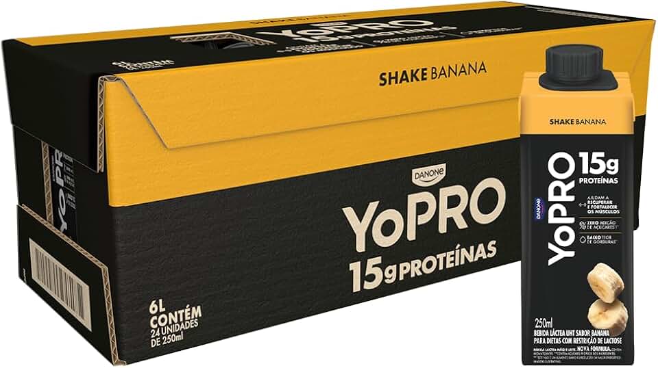 Pack YoPRO Bebida Láctea UHT Banana 15g de Proteínas 250ml - 24 Unidades