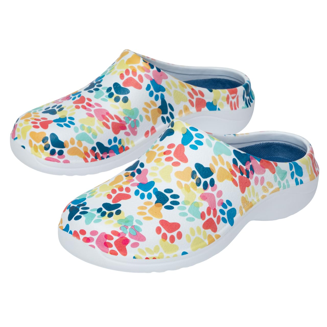 Lightweight Paw Print Garden Clogs Comfortable & Breathable Slip-On Shoes for Gardening