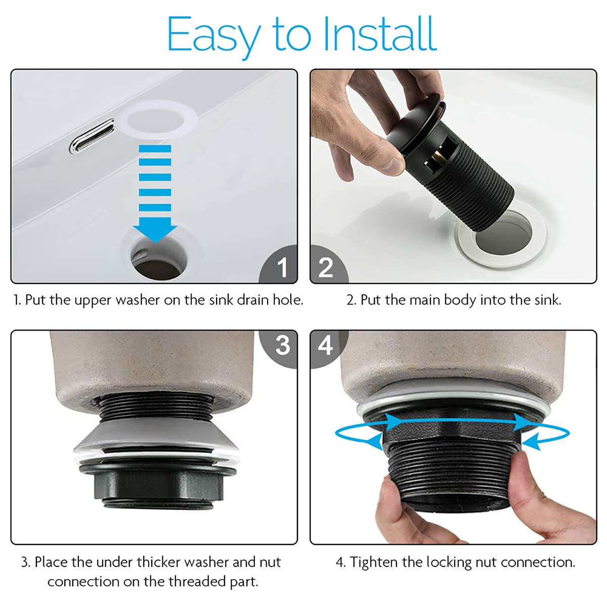 Set Di Scarico Per Lavabo Con Troppopieno, Piletta Di Scarico Valvola Pop Up Set Di Scarico Universale Per Lavabo E Piano 98824396 - Foto 2