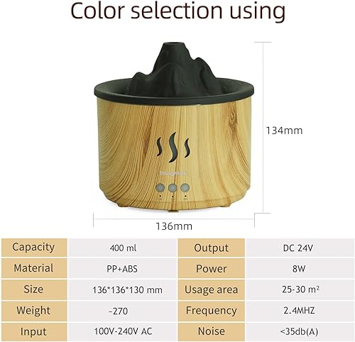 Miniatura 7 de Volcano Cool Mist - Difusor y humidificador de aceite esencial para dormitorio, 5 modos de luz, aroma de 13.5 fl oz, tamaño pequeño, gran capacidad,