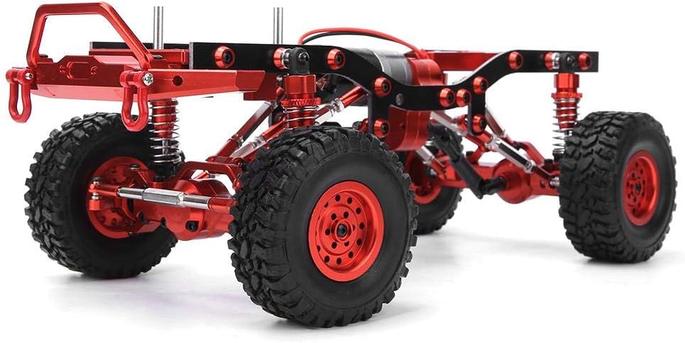 Dilwe RC Car Frame, Metal 1/16 Car Truck Climbing Model Upgrade Spare Accessory Compatible with WPL C14 C24(Red)